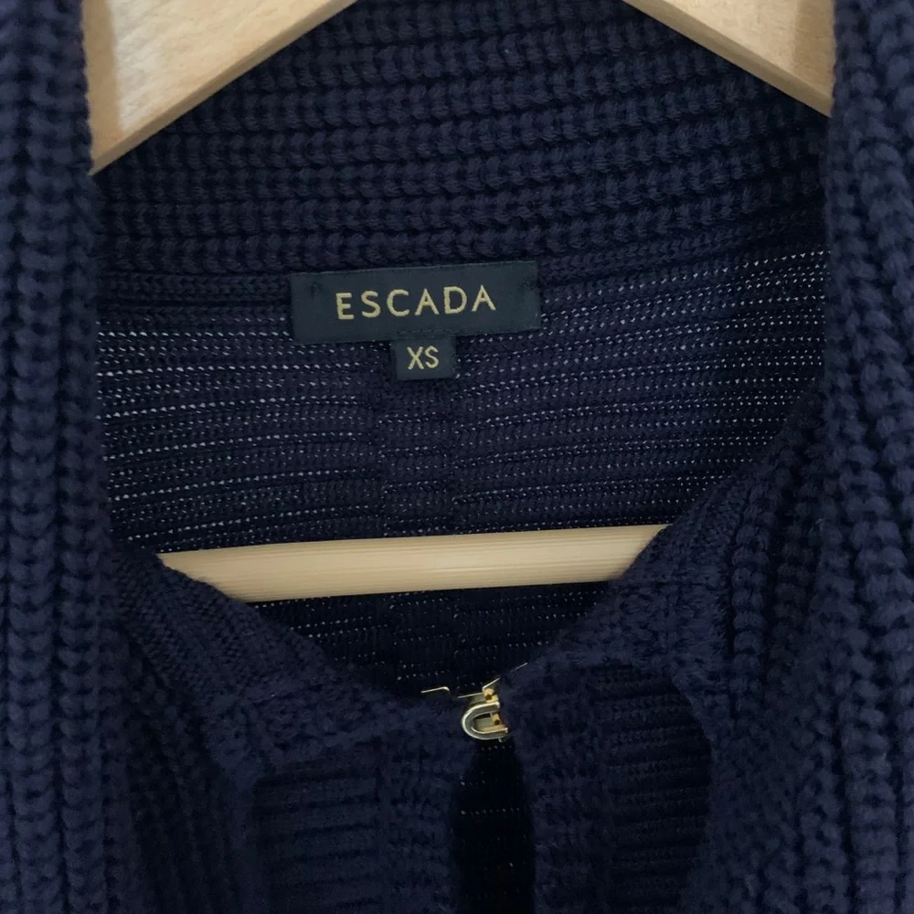 Escada Virgin Wool Navy Knit Cardigan